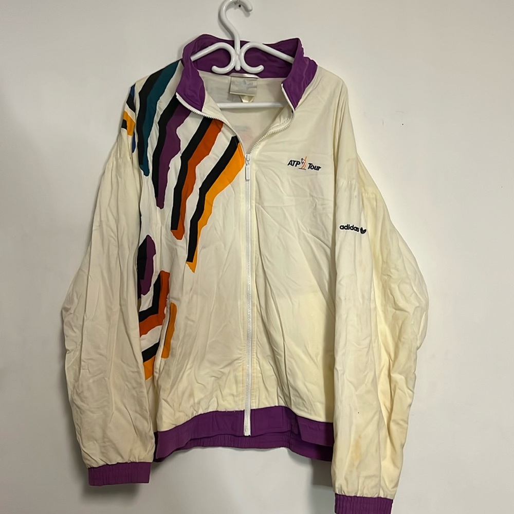 Vintage White Adidas ATP Tennis Team Track Jacket